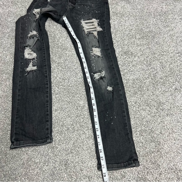 Judy Blue Jeans 5 27 Black Wash Boyfriend Fit Destroyed Bleach Splattered - Picture 2 of 9